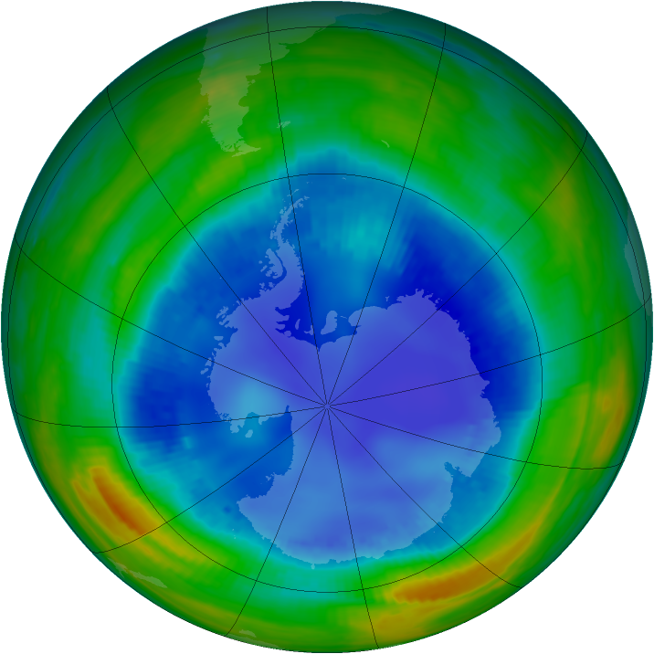Antarctic ozone map for 16 August 1998